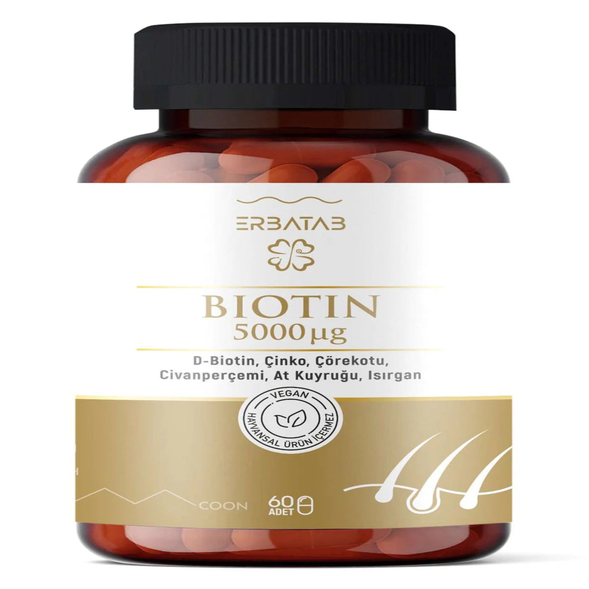 Erbatab Biotin (Çinko Çörekotu Civan Perçemi At Kuyruğu Isırgan Ekstresi) 60 Kapsül- 24 ADET
