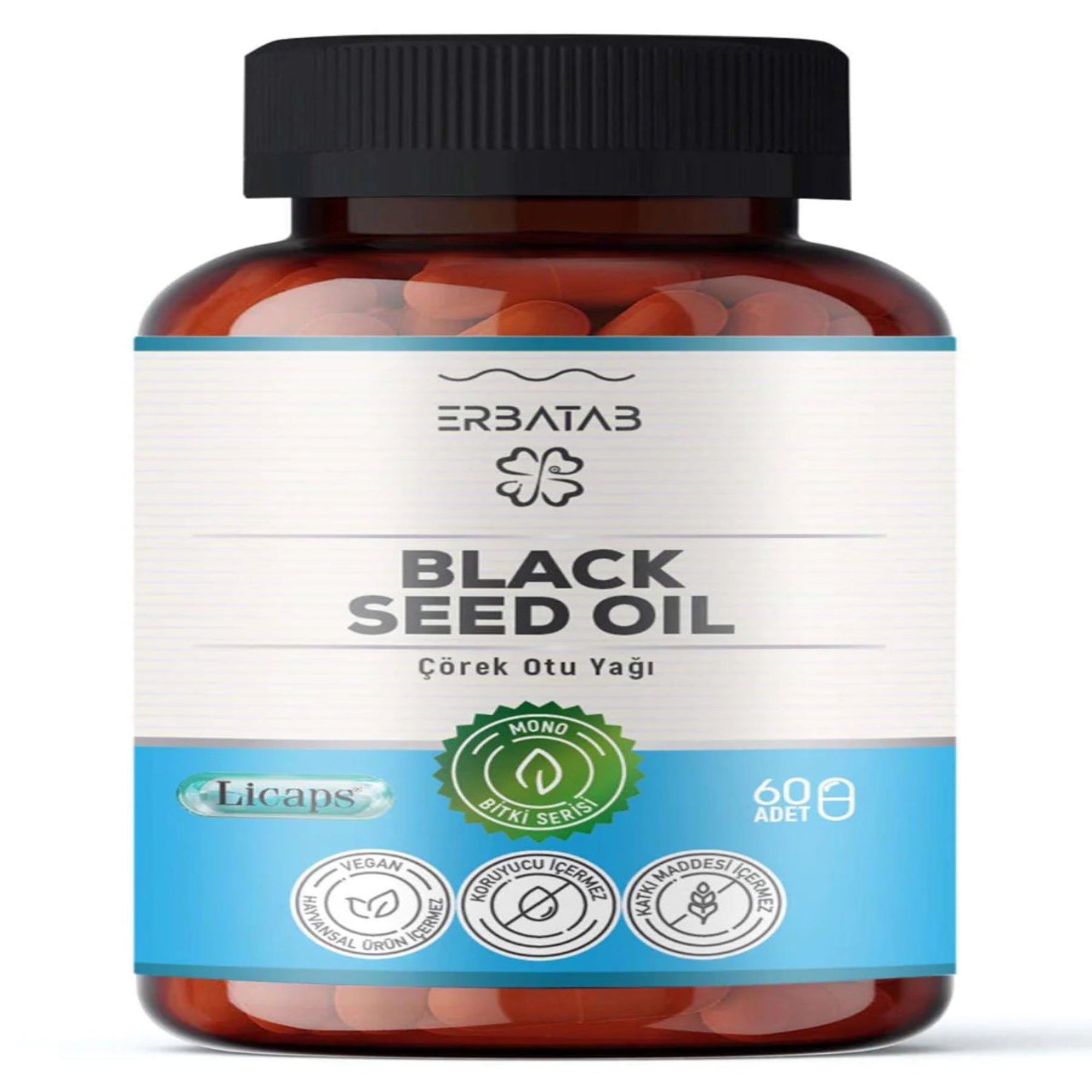 Erbatab Çörek Otu Yağı Black Seed Oil 60 Kapsül Licaps®-24 ADET