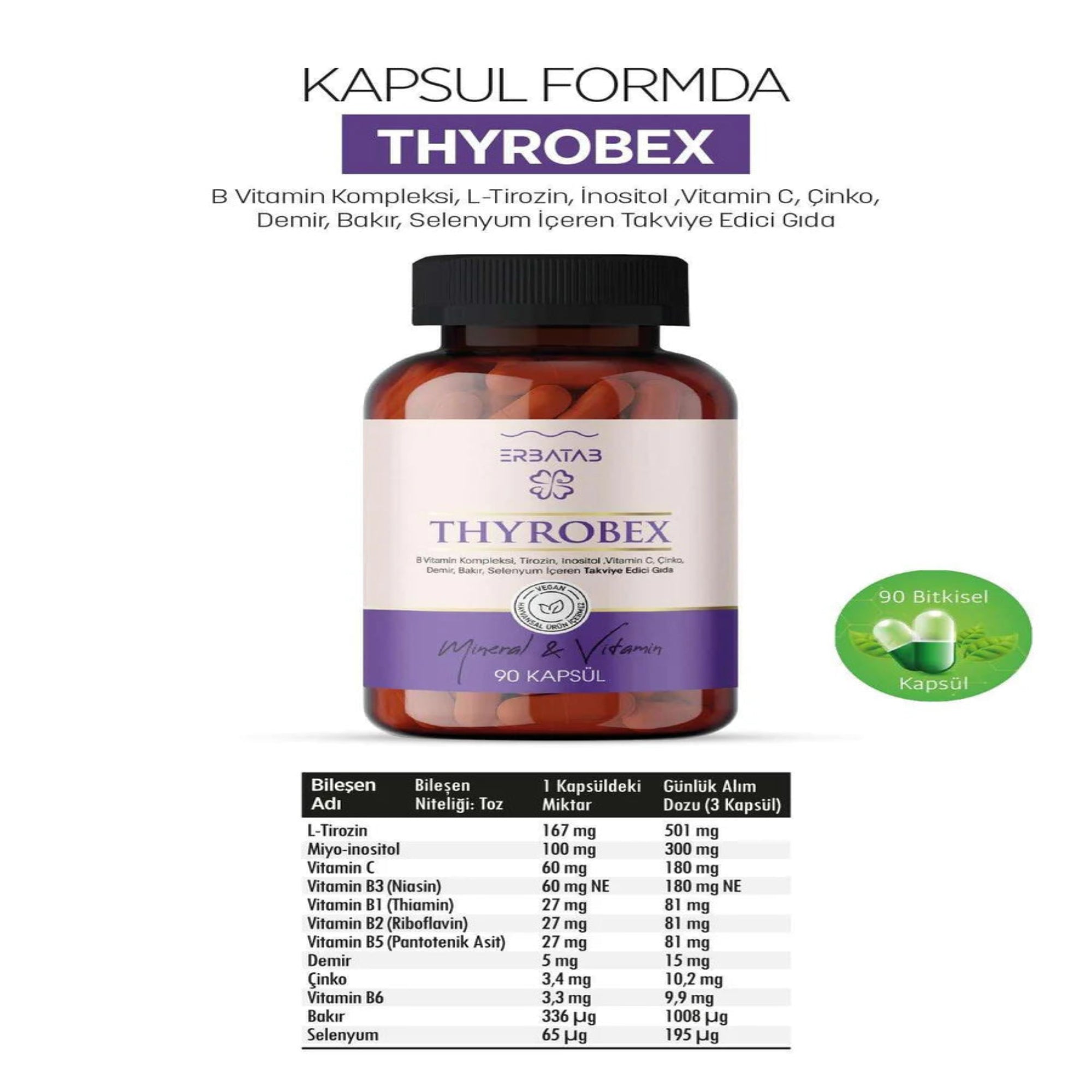 Erbatab Thyrobex Multivitamin 90 Kapsül-24 ADET