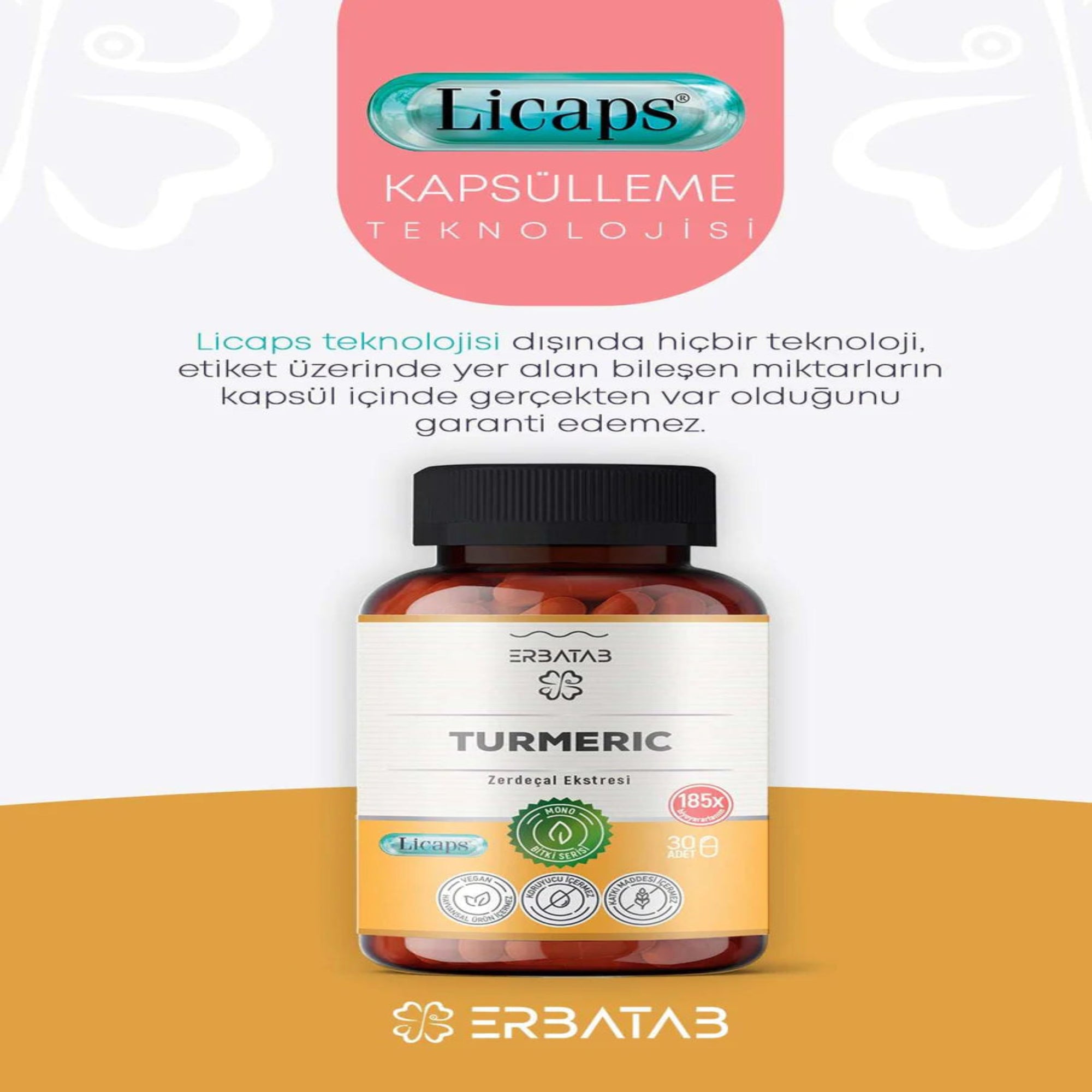 Erbatab Zerdeçal Curcumin Ekstresi 30 Kapsül Licaps®- 24 ADET