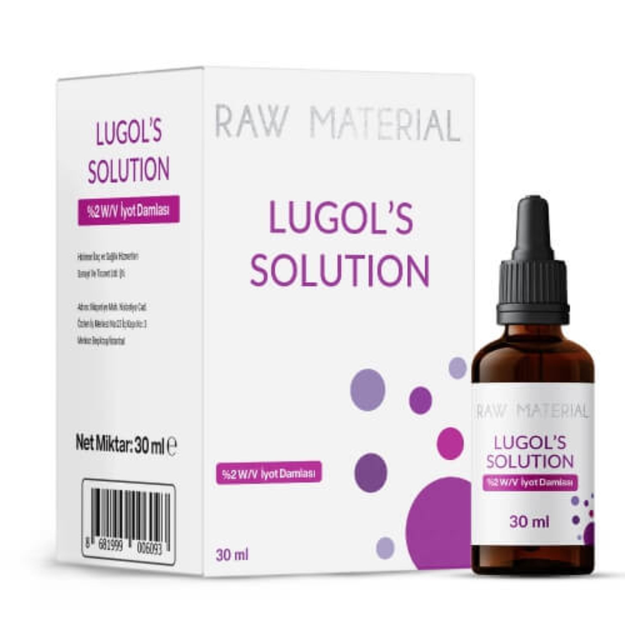 Raw Material Lugol's Solution İyot %2 Damla 30 ml -220 Adet-