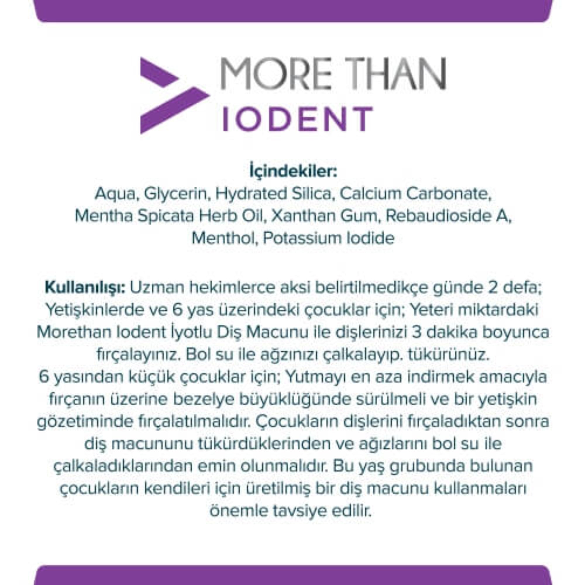 More Than Iodent Diş Macunu 100 gr -448 ADET-