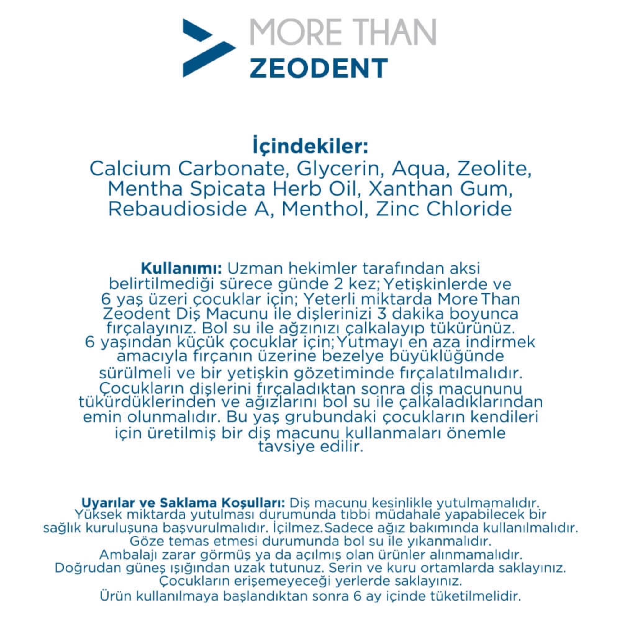 More Than Zeodent Diş Macunu 100 gr--112 ADET--