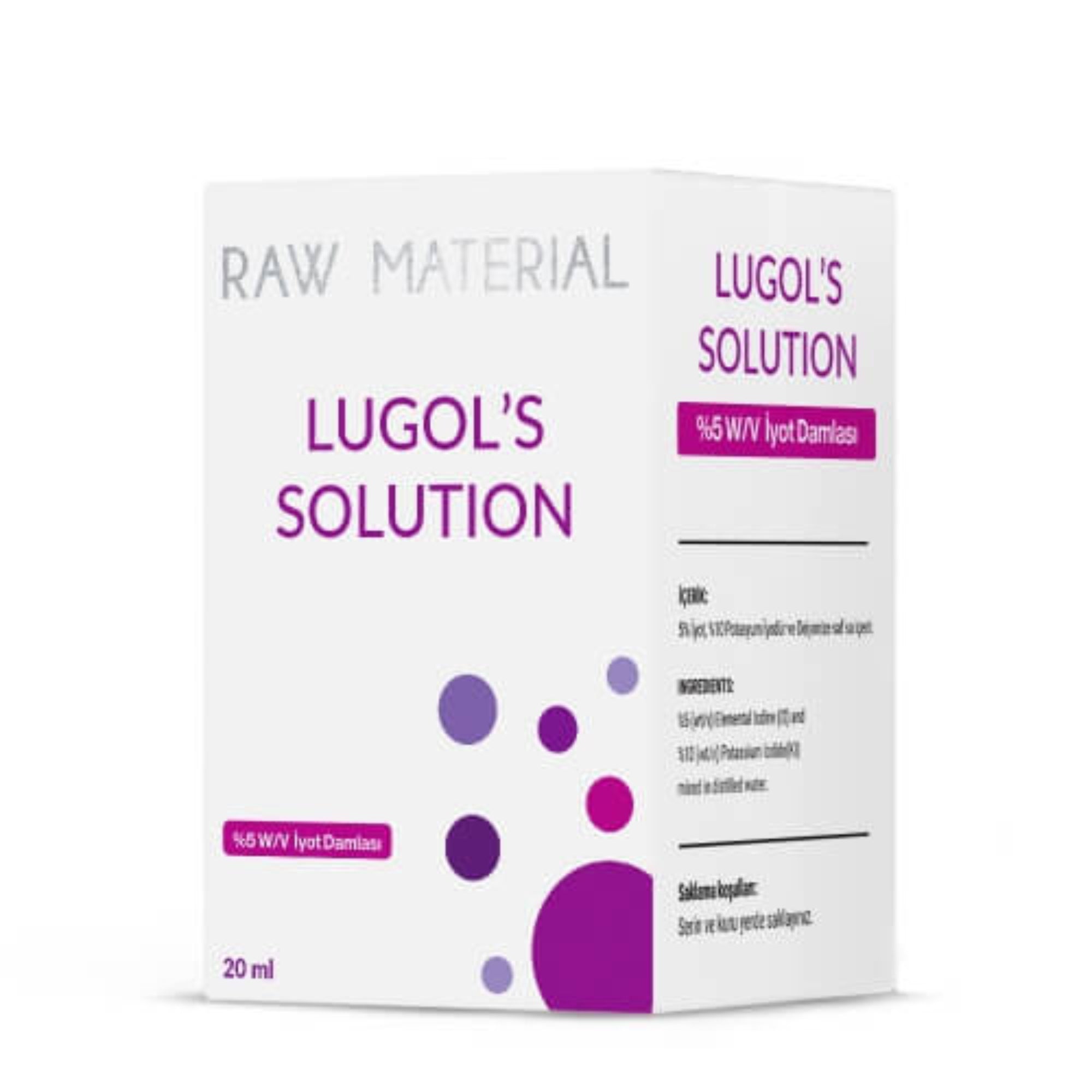 Raw Material Lugol's Solution İyot %5 Damla 20 ml -220 Adet-