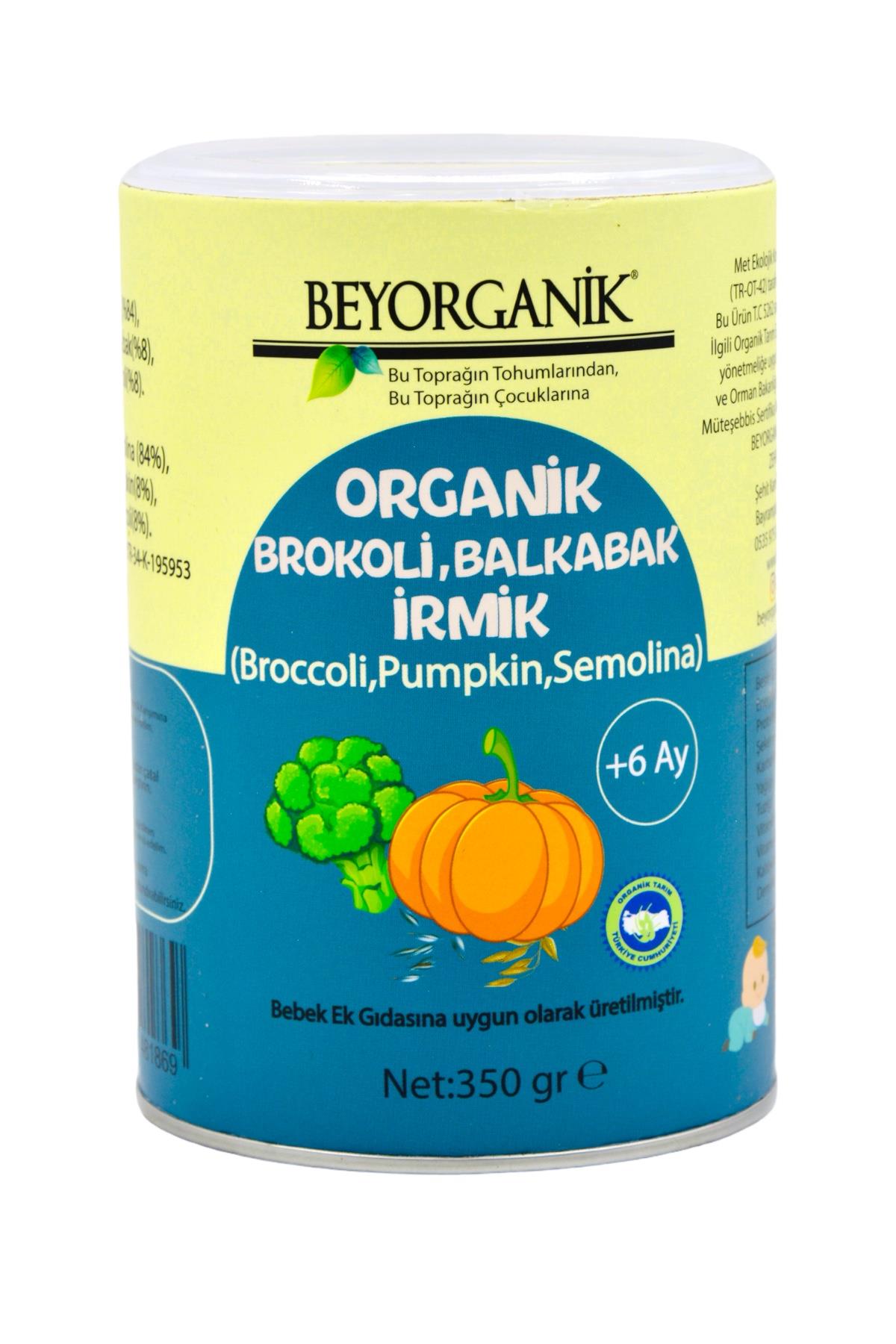 BEYORGANİK-Bebek Ek Gıdası Organik Brokoli Balkabak İrmik 250gr +6ay     (PESTİSİT VE AFLATOKSİN ANALİZLİ)-12 Adet