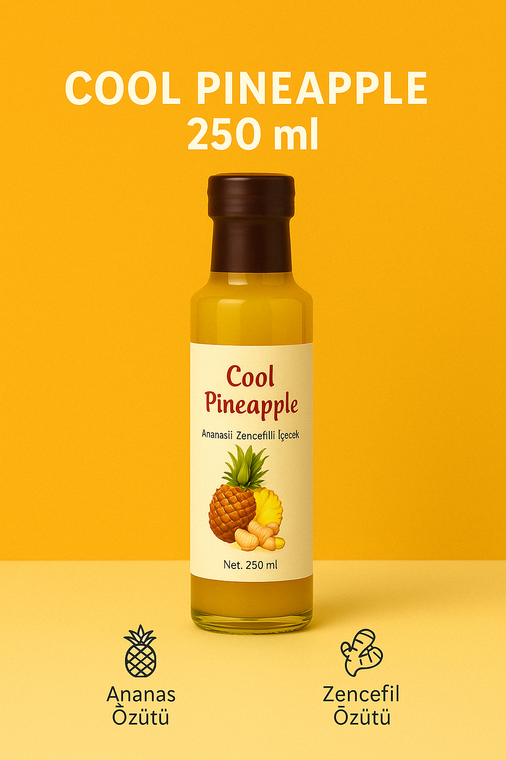 BEYORGANİK-Beygurme Cool Pineapple- Ananaslı Zencefilli İçecek 250ml-12 Adet
