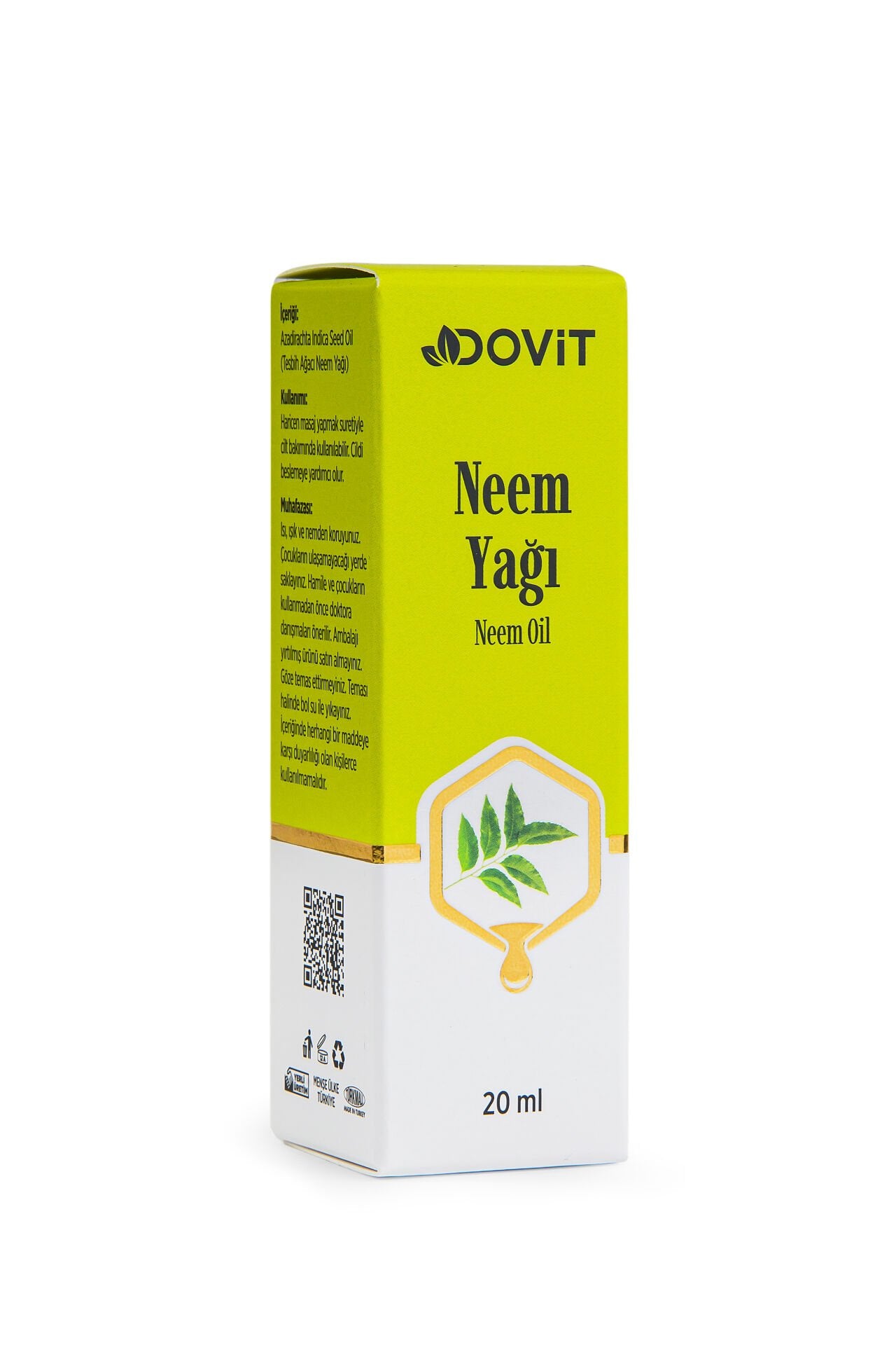 DOVİT NEEM (TESBİH AĞACI) YAĞI 20 ML (SOĞUK SIKIM)-12 Adet