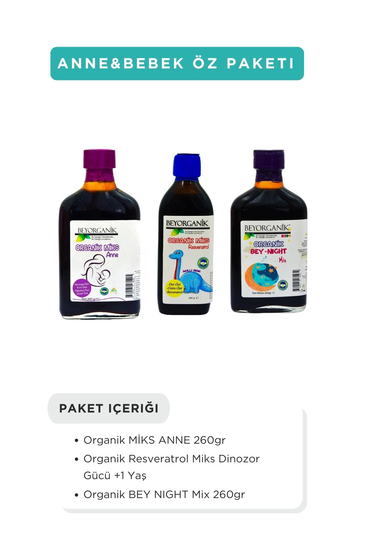 BEYORGANİK-Organik Anne Bebek Öz paketi 3'lü-12 Adet