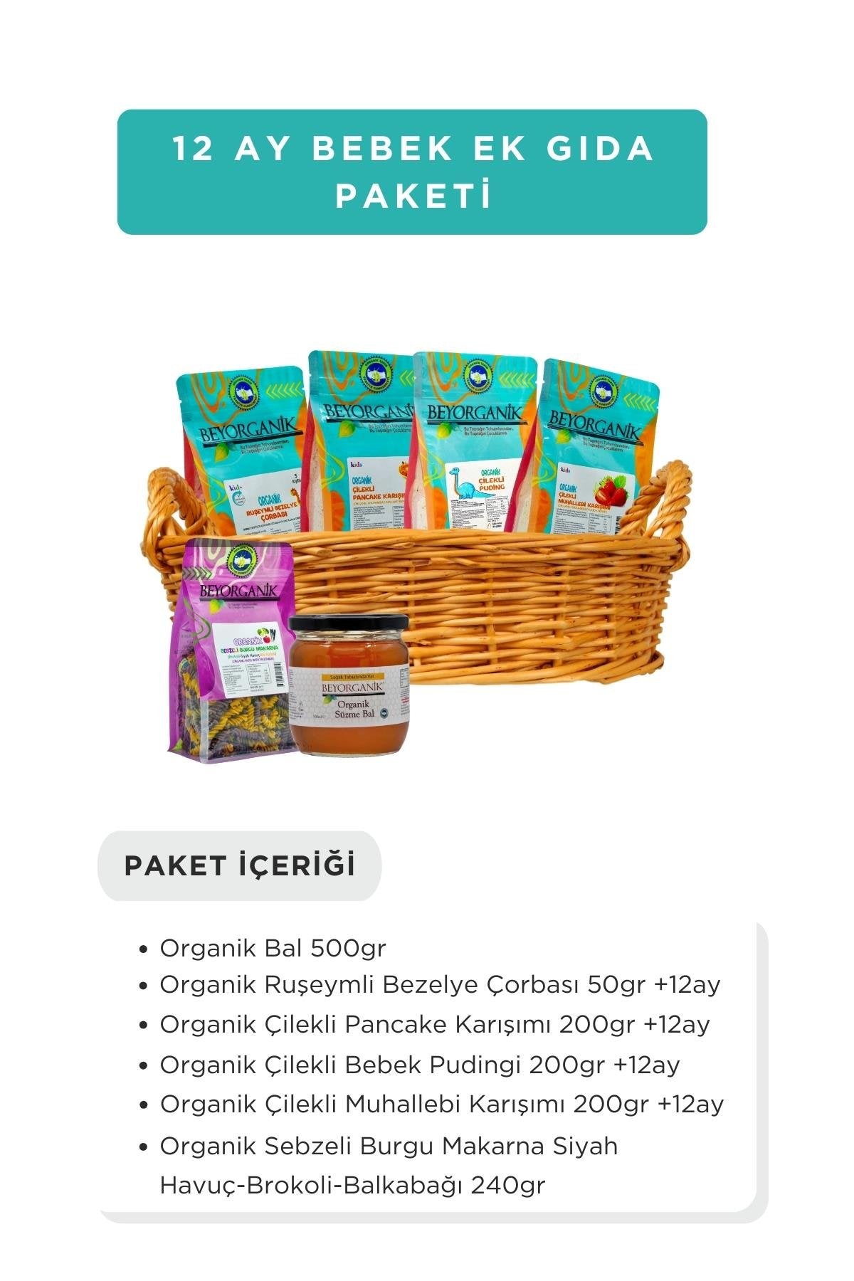 BEYORGANİK-Organik Bebek Ek Gıda Paket +12 ay-12 Adet