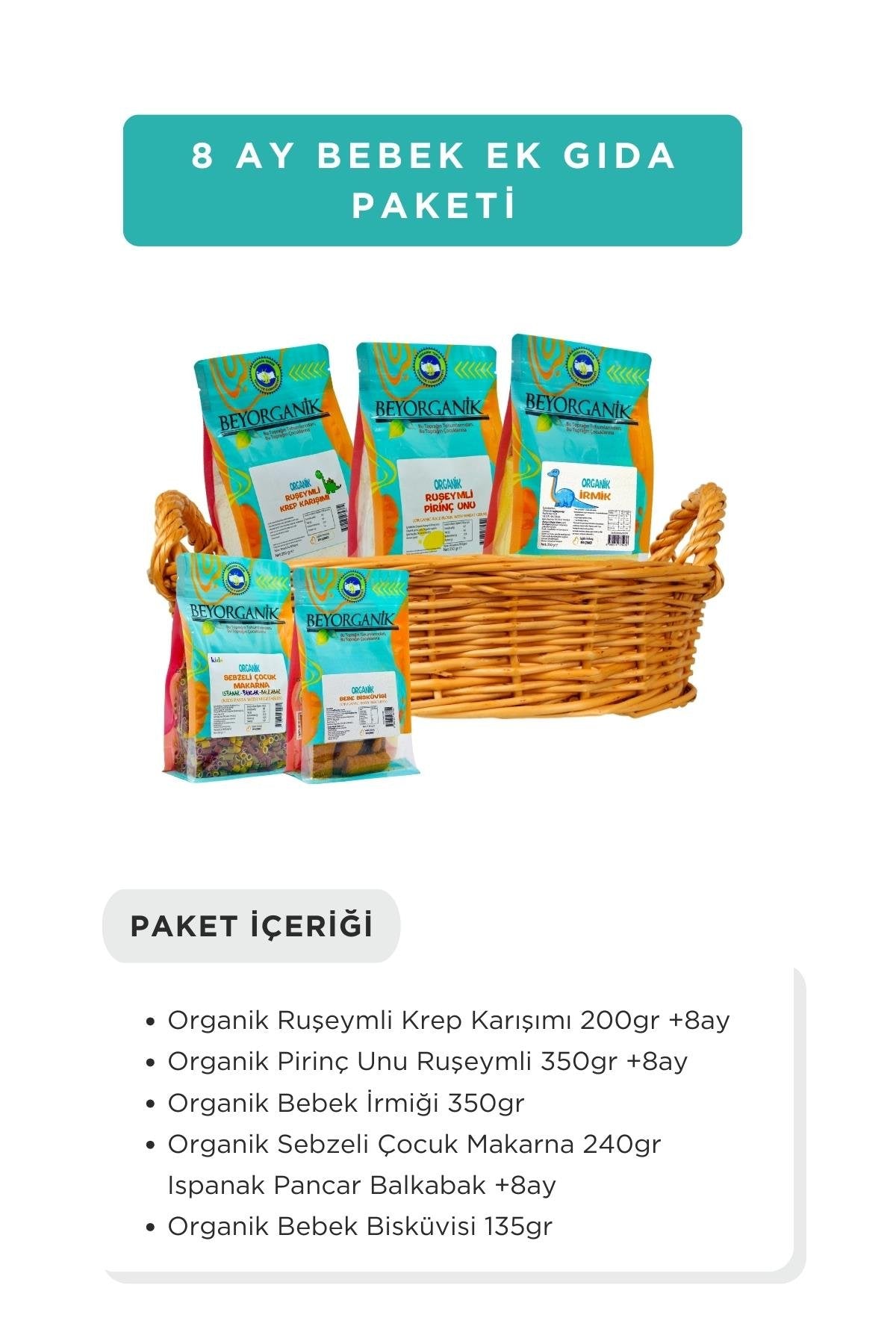 BEYORGANİK-Organik Bebek Ek gıda Paketi +8 ay-12 Adet