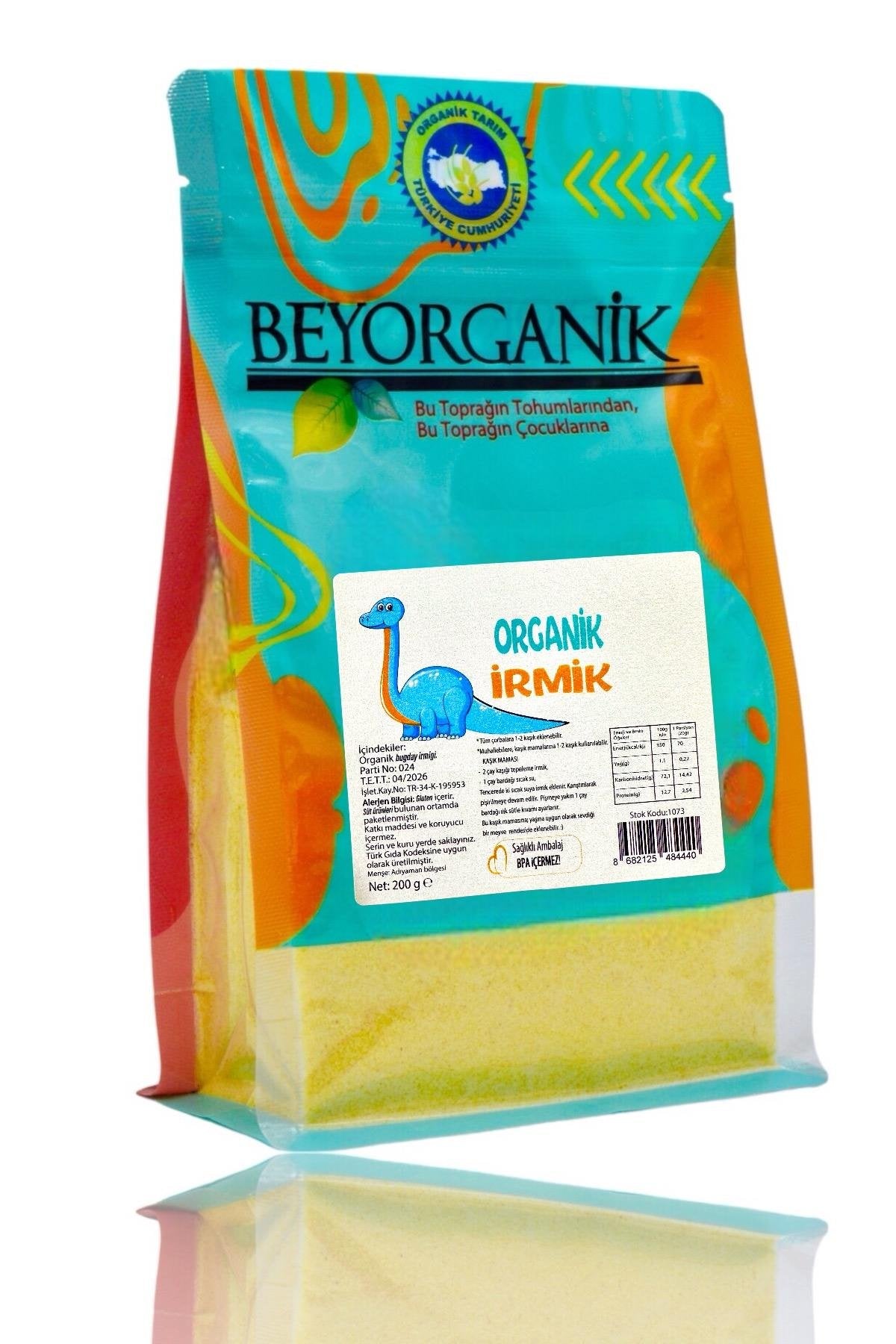 BEYORGANİK-Organik Bebek İrmiği 200gr  (Pestisit ve Aflatoksin Analizli)-12 Adet