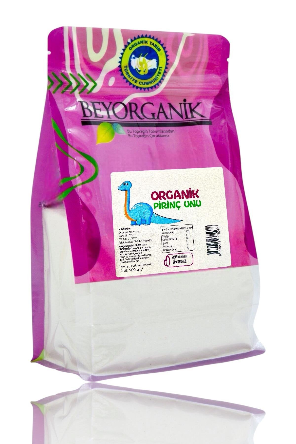 BEYORGANİK-Organik Bebek Pirinç Unu 500gr +6ay    (Pestisit ve Aflatoksin Analizli)-12 Adet