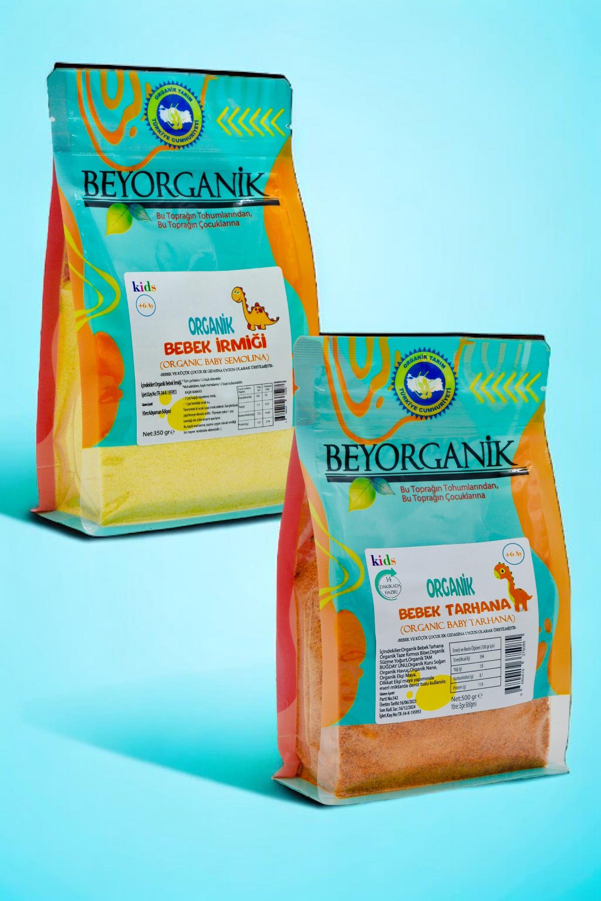 BEYORGANİK-Organik Bebek Tarhanası 500gr Bebek İrmiği 350gr 2*li +6 ay-12 Adet