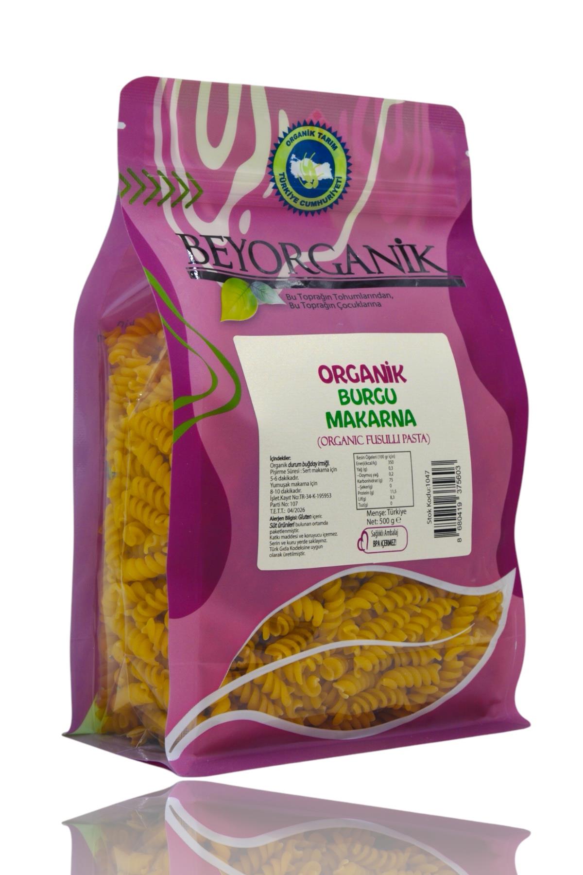 BEYORGANİK-Organik Burgu Makarna 500gr-12 Adet