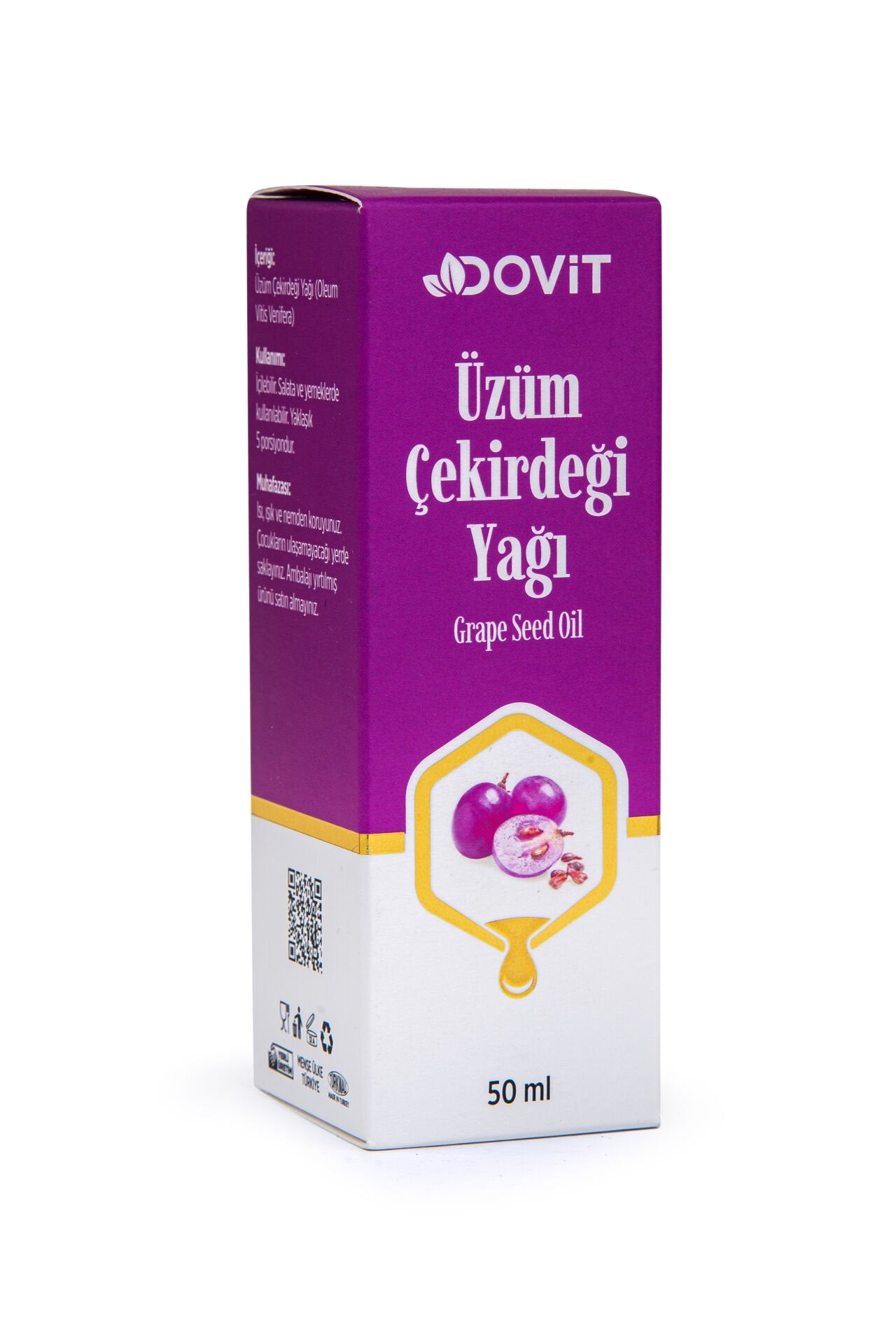 DOVİT ÜZÜM ÇEKİRDEĞİ YAĞI 50 ML (SOĞUK SIKIM)-12 Adet