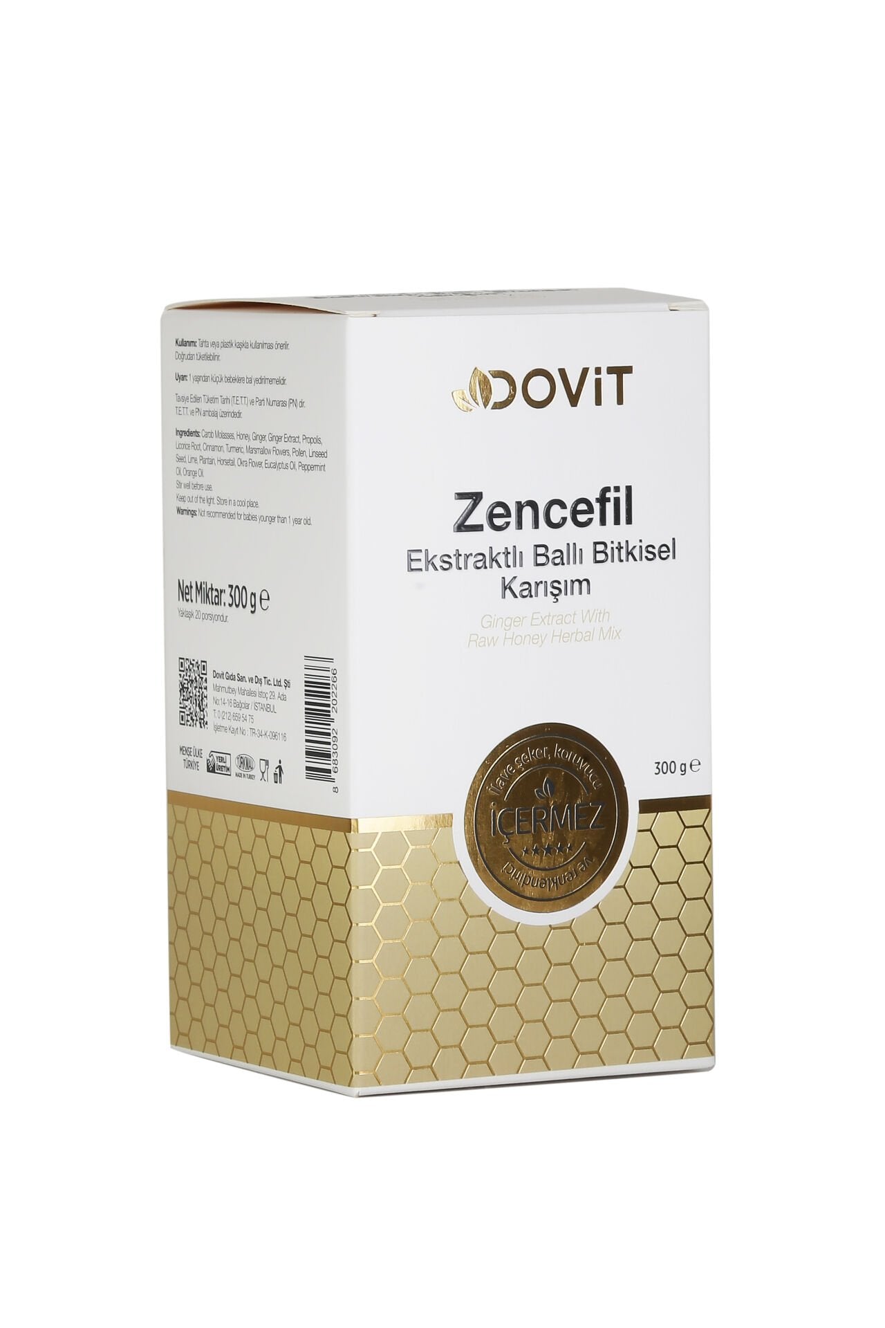 DOVİT ZENCEFİL EKSTRAKTLI BALLI BİTKİSEL KARIŞIM  300 GR-12 Adet